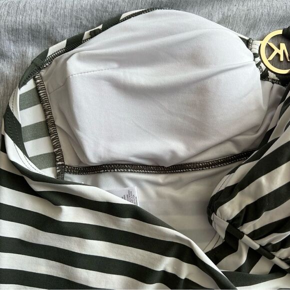 Michael Kors Green & White Striped Halter Tank Swim Suit Top - Picture 7 of 8
